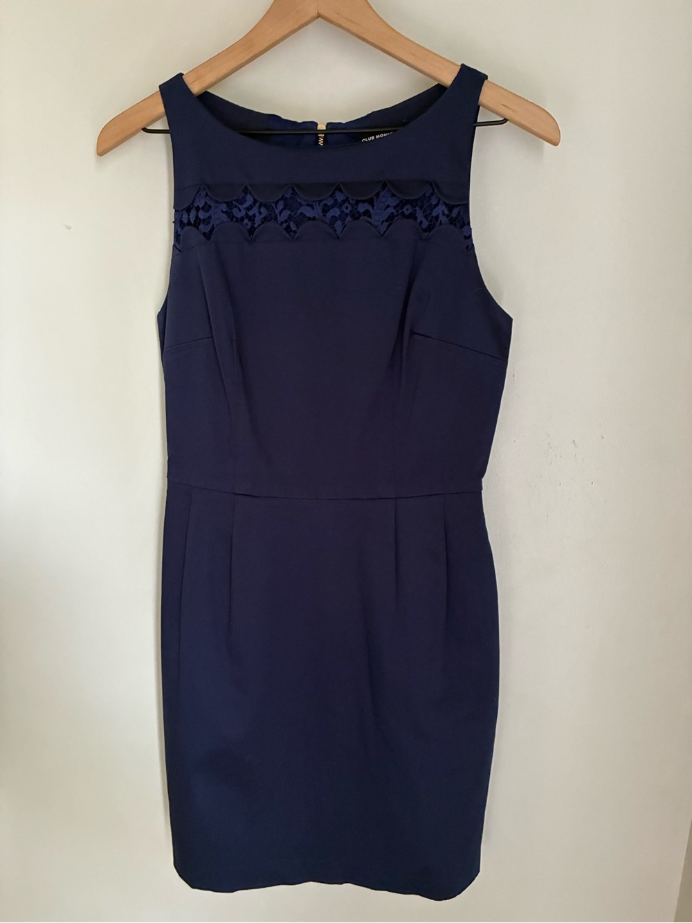 Club Monaco Navy Blue Shift Dress Peplum‎ Detail Size 4